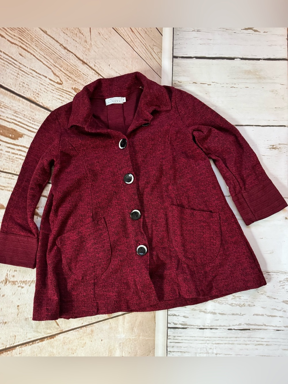 Willow Women’s Burgundy Button Front Jacket medium VGUC